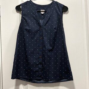 a new day Top Women's Medium with White Polka Dots in Navy Blue